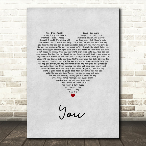 Jess Powell YOU Grey Heart Song Lyric Quote Music Poster Print
