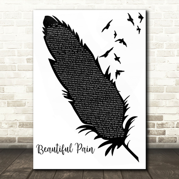 Eminem Beautiful Pain Black & White Feather & Birds Song Lyric Wall Art Print