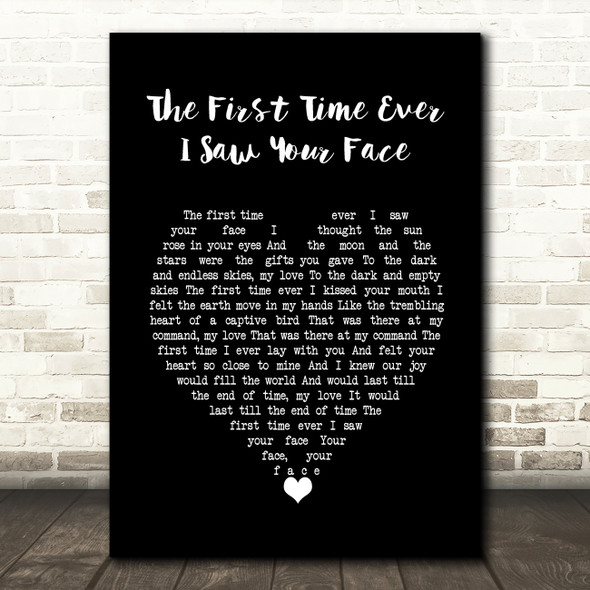 George Michael The First Time Ever I Saw Your Face Black Heart Song Lyric Wall Art Print