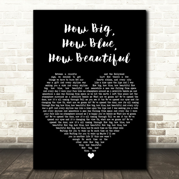 Florence + The Machine How Big, How Blue, How Beautiful Black Heart Song Lyric Wall Art Print