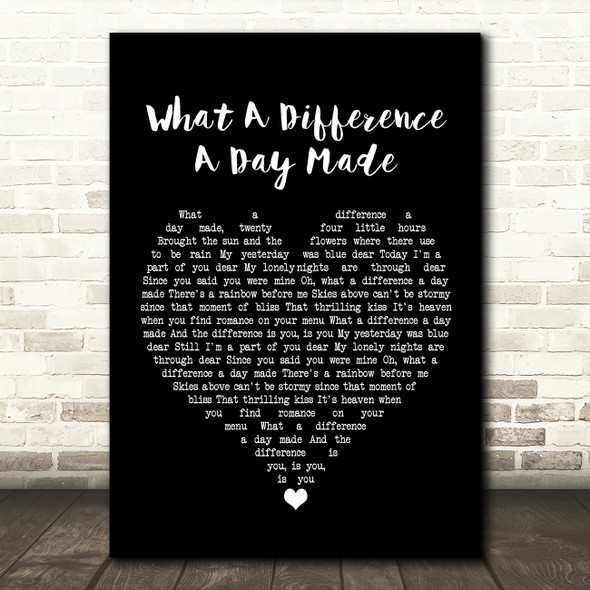 Jamie Cullum What A Difference A Day Made Black Heart Song Lyric Wall Art Print