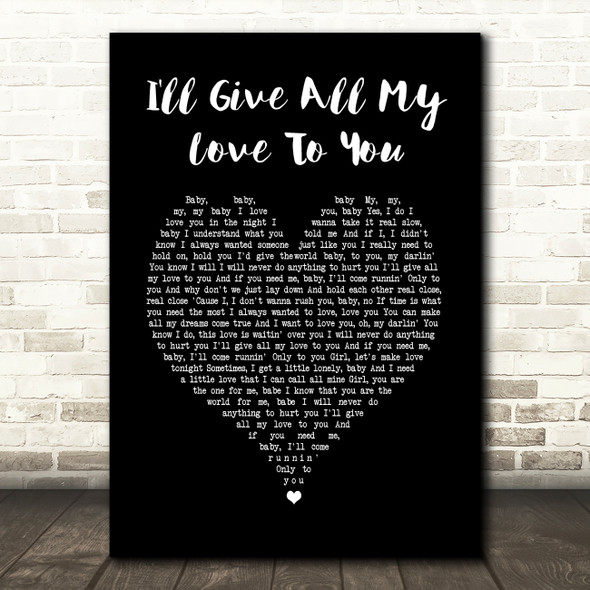 Keith Sweat I'll Give All My Love To You Black Heart Song Lyric Wall Art Print