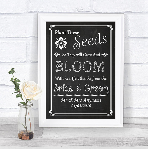 Chalk Style Plant Seeds Favours Personalized Wedding Sign