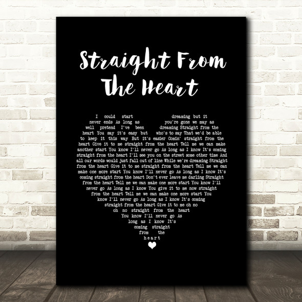 Bryan Adams Straight From The Heart Black Heart Song Lyric Wall Art Print