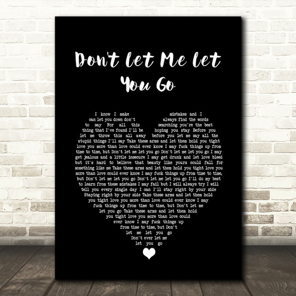 Jamie Lawson Don't Let Me Let You Go Black Heart Song Lyric Wall Art Print