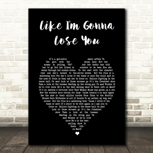 Jasmine Thompson Like I'm Gonna Lose You Black Heart Song Lyric Wall Art Print