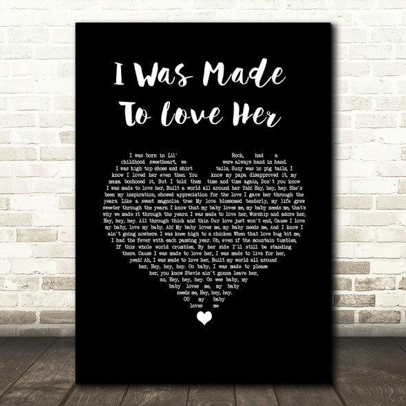 Stevie Wonder I Was Made To Love Her Black Heart Song Lyric Wall Art Print