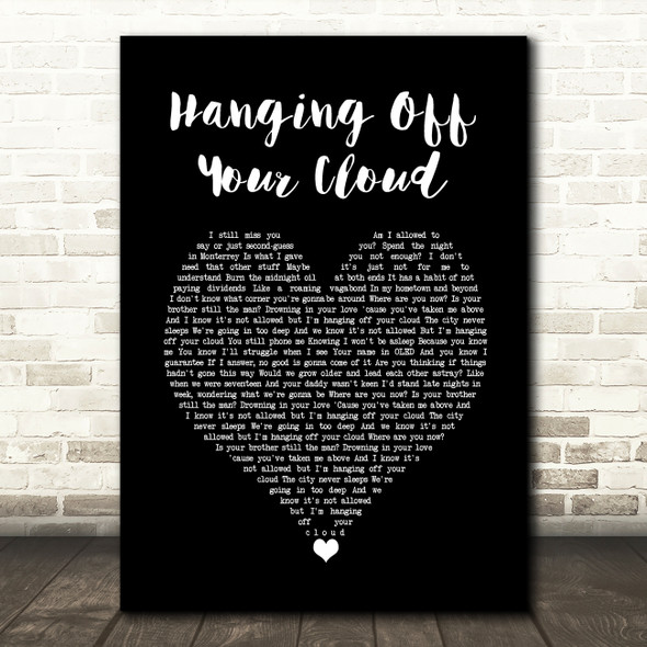 The Courteeners Hanging Off Your Cloud Black Heart Song Lyric Wall Art Print