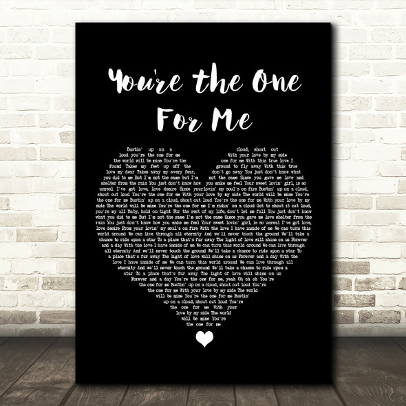 D Train You're the One for Me Black Heart Song Lyric Wall Art Print