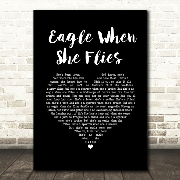 Dolly Parton Eagle When She Flies Black Heart Song Lyric Wall Art Print