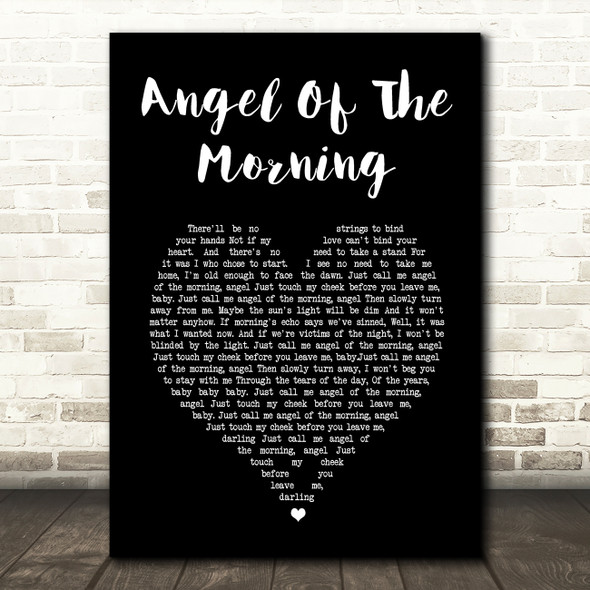Juice Newton Angel Of The Morning Black Heart Song Lyric Wall Art Print