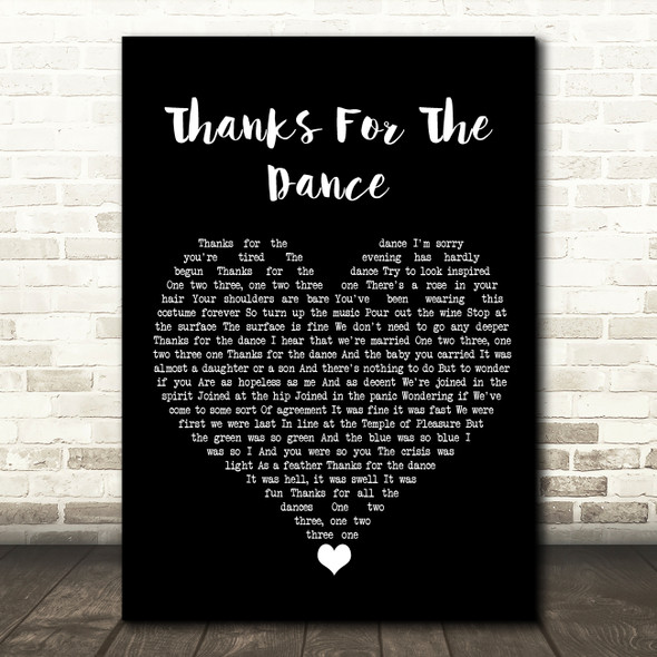 Leonard Cohen Thanks For The Dance Black Heart Song Lyric Wall Art Print