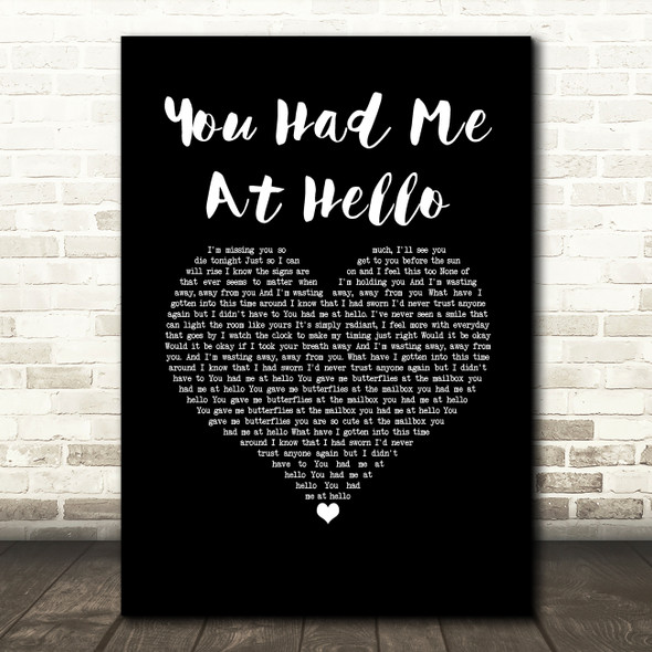A Day To Remember You Had Me At Hello Black Heart Song Lyric Wall Art Print