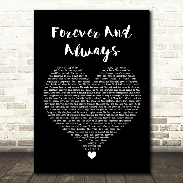 Parachute Forever And Always Black Heart Song Lyric Wall Art Print