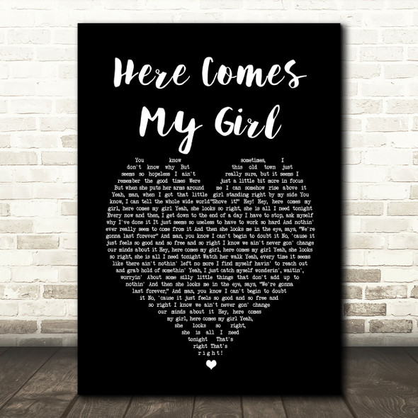 Tom Petty And The Heartbreakers Here Comes My Girl Black Heart Song Lyric Wall Art Print