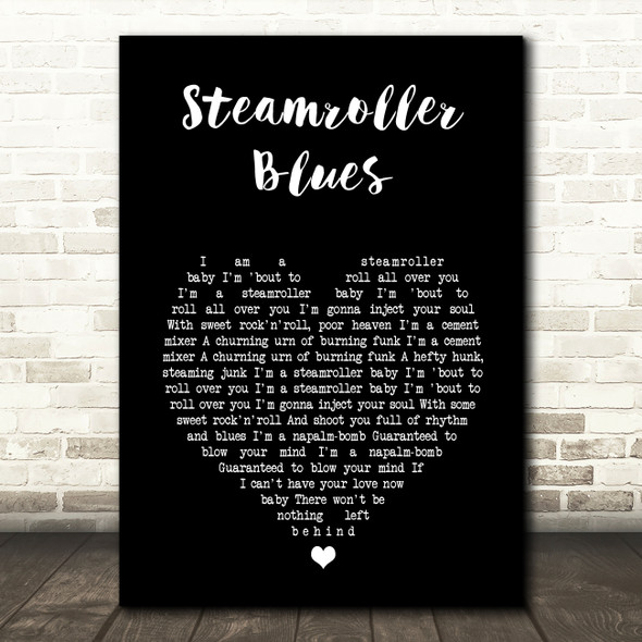 Elvis Presley Steamroller Blues Black Heart Song Lyric Wall Art Print