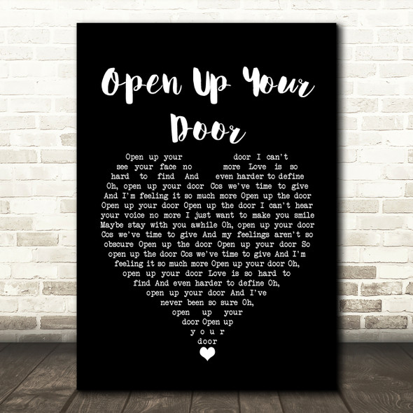 Richard Hawley Open Up Your Door Black Heart Song Lyric Wall Art Print