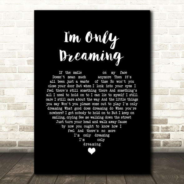 Small Faces I'm Only Dreaming Black Heart Song Lyric Wall Art Print