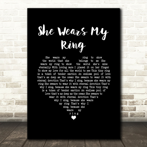 Solomon King She Wears My Ring Black Heart Song Lyric Wall Art Print