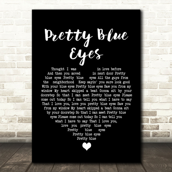 Craig Douglas Pretty Blue Eyes Black Heart Song Lyric Wall Art Print