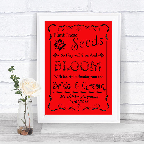 Red Plant Seeds Favours Personalized Wedding Sign