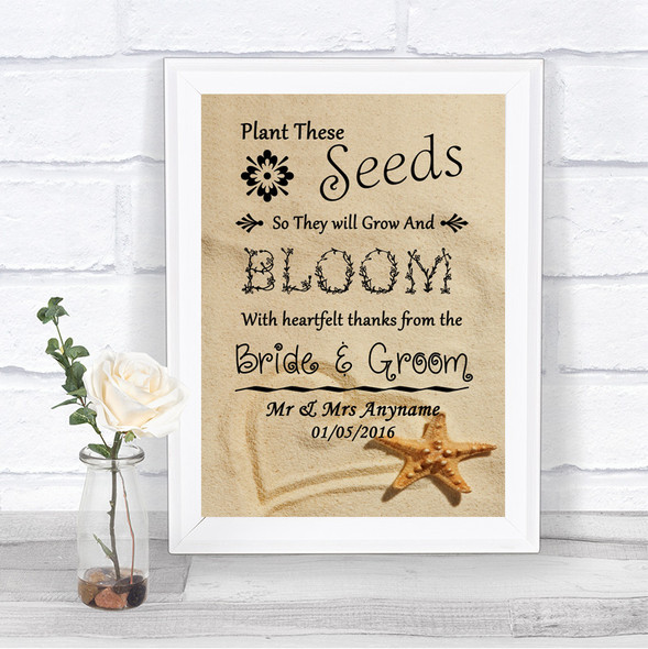 Sandy Beach Plant Seeds Favours Personalized Wedding Sign