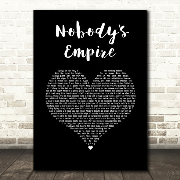 Belle & Sebastian Nobody's Empire Black Heart Song Lyric Wall Art Print