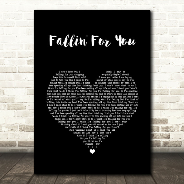 Colbie Caillat Fallin' For You Black Heart Song Lyric Wall Art Print