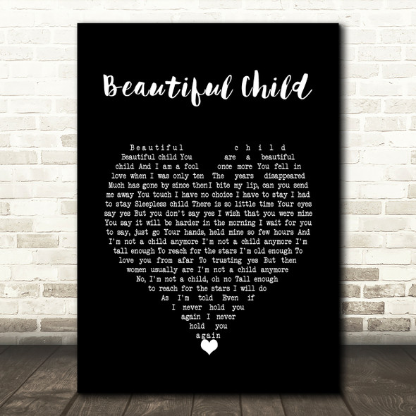 Fleetwood Mac Beautiful Child Black Heart Song Lyric Wall Art Print