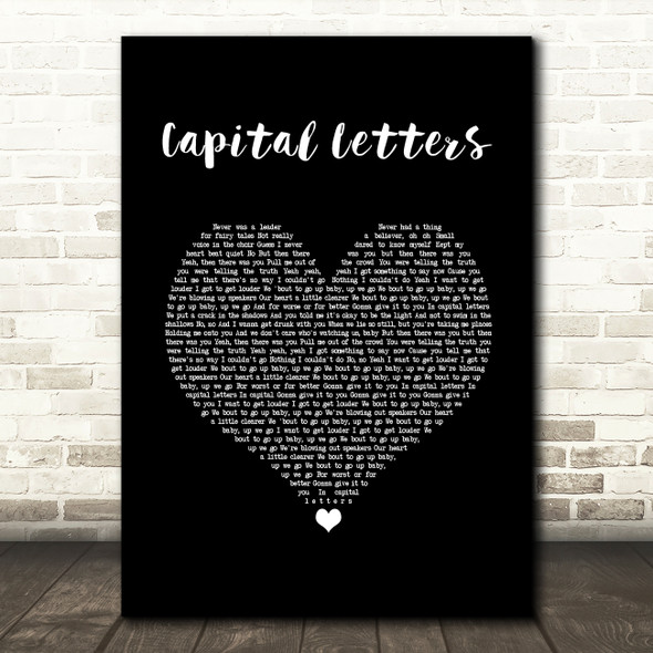 Hailee Steinfeld & Bloodpop Capital Letters Black Heart Song Lyric Wall Art Print
