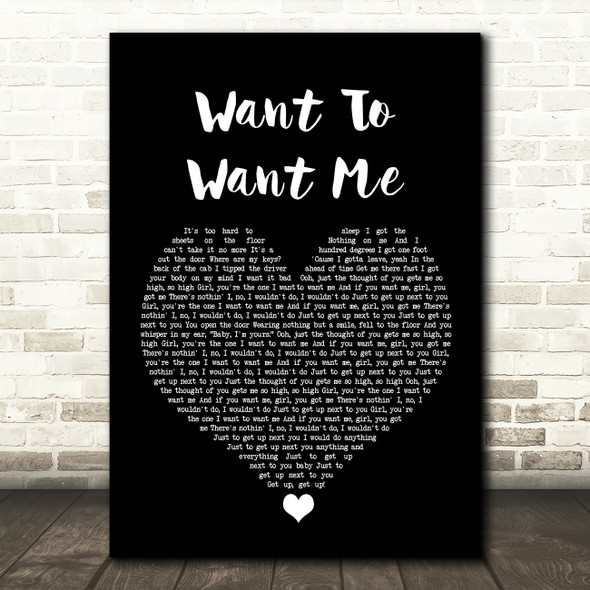 Jason Derulo Want To Want Me Black Heart Song Lyric Wall Art Print