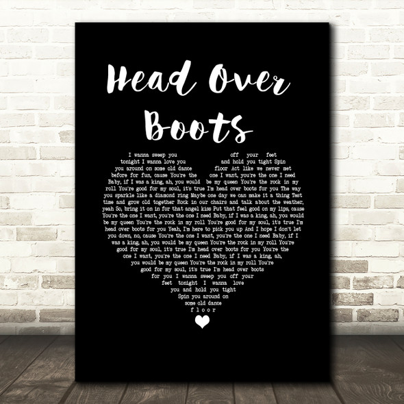 Jon Pardi Head Over Boots Black Heart Song Lyric Wall Art Print