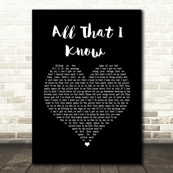 Nadine Coyle All That I Know Black Heart Song Lyric Wall Art Print