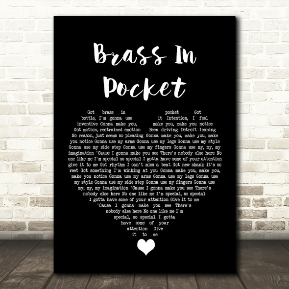 The Pretenders Brass In Pocket Black Heart Song Lyric Wall Art Print