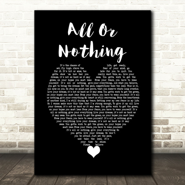 Athena Cage All Or Nothing Black Heart Song Lyric Wall Art Print