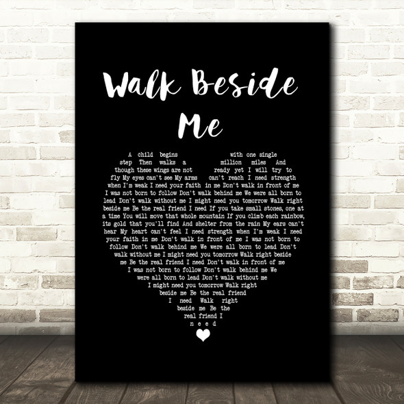 Celtic Woman Walk Beside Me Black Heart Song Lyric Wall Art Print