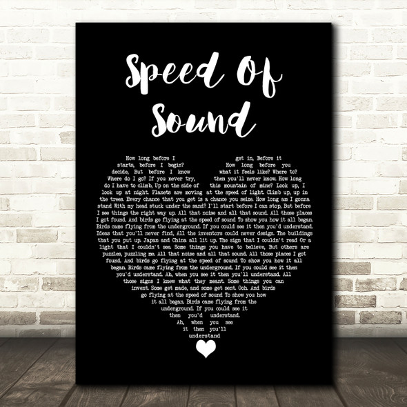 Coldplay Speed Of Sound Black Heart Song Lyric Wall Art Print