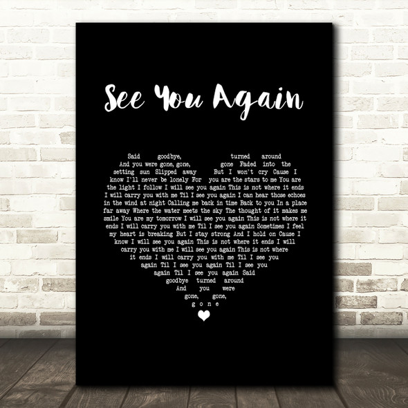 Carrie Underwood See You Again Black Heart Song Lyric Wall Art Print