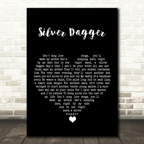 The Men They Couldn't Hang Silver Dagger Black Heart Song Lyric Wall Art Print