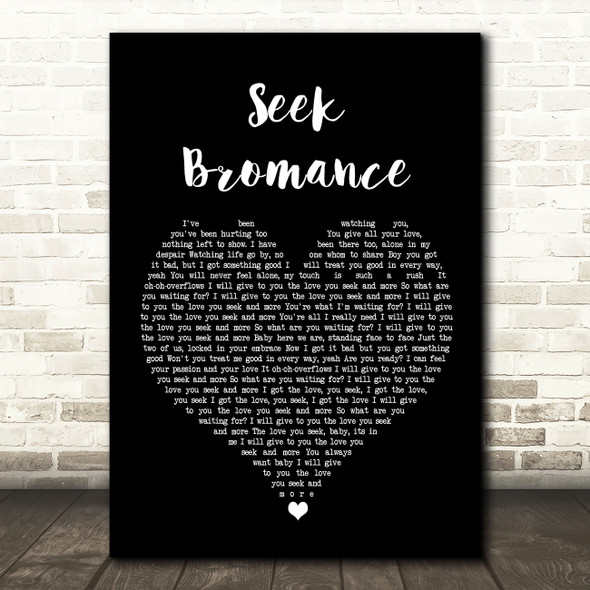 Tim Berg Seek Bromance Black Heart Song Lyric Wall Art Print