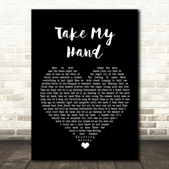 Skerryvore Take My Hand Black Heart Song Lyric Wall Art Print