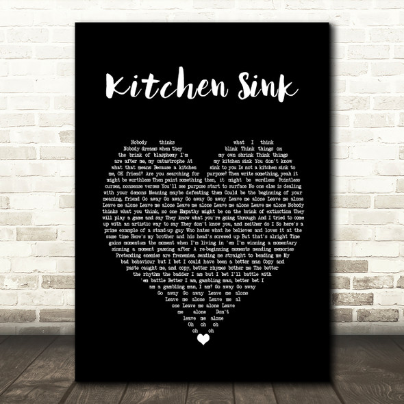 Twenty One Pilots Kitchen Sink Black Heart Song Lyric Wall Art Print