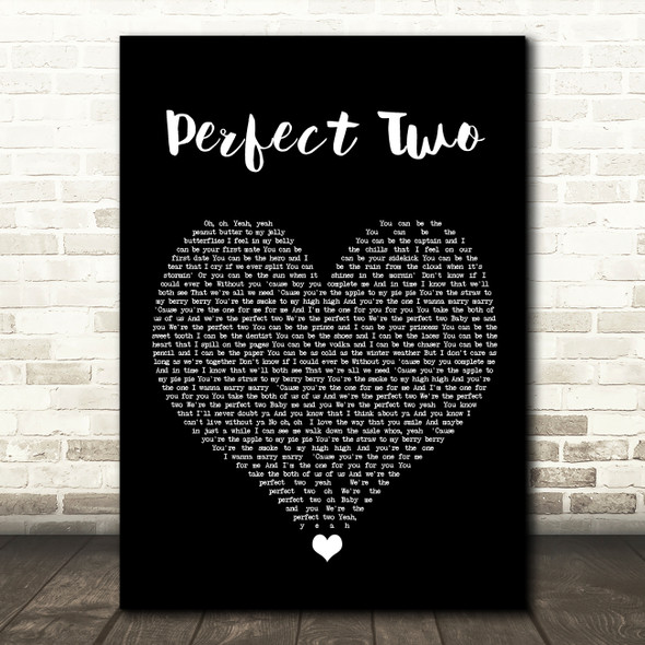 Auburn Perfect Two Black Heart Song Lyric Wall Art Print