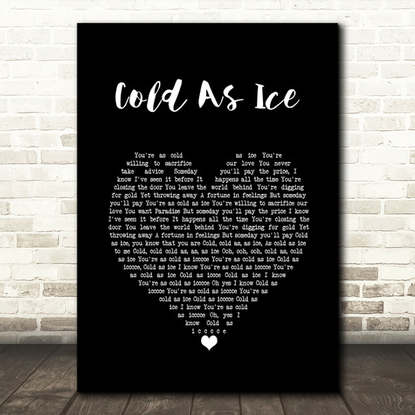 Foreigner Cold As Ice Black Heart Song Lyric Wall Art Print
