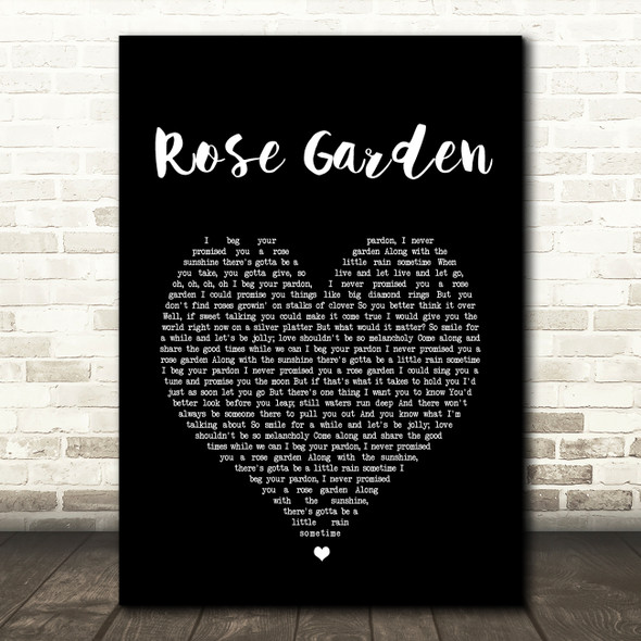 Lynn Anderson Rose Garden Black Heart Song Lyric Wall Art Print