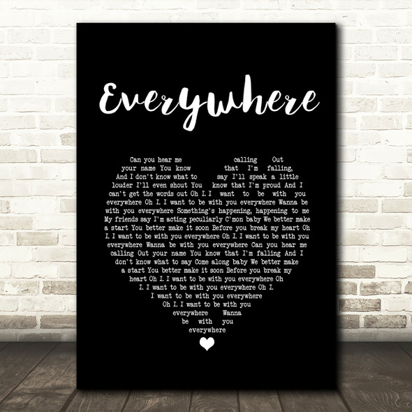 Fleetwood Mac Everywhere Black Heart Song Lyric Wall Art Print