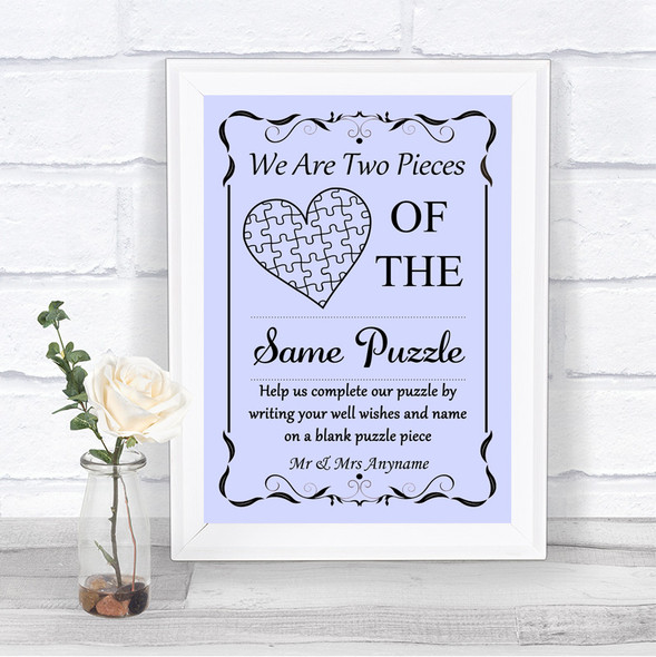 Lilac Puzzle Piece Guest Book Personalized Wedding Sign