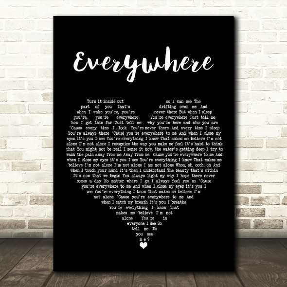 Michelle Branch Everywhere Black Heart Song Lyric Wall Art Print