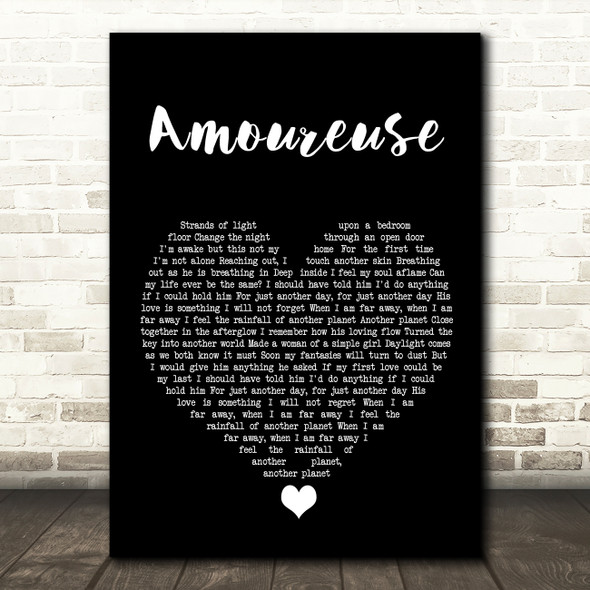 Kiki Dee Amoureuse Black Heart Song Lyric Wall Art Print