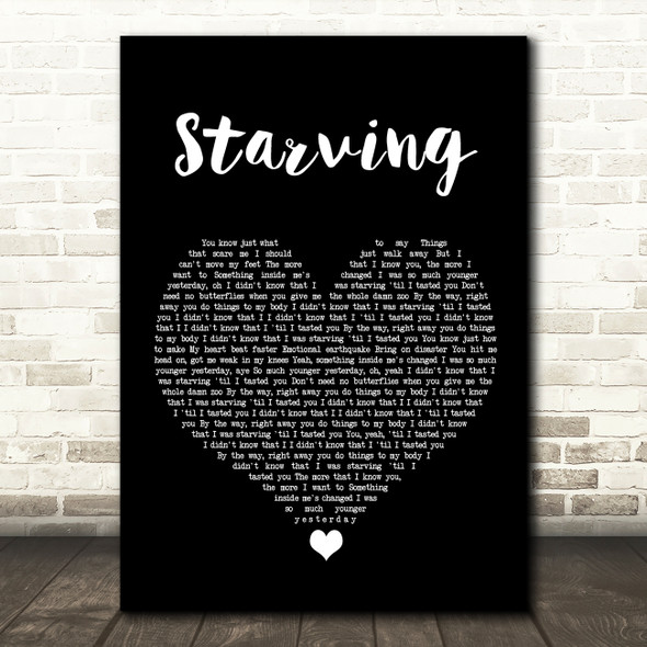 Hailee Steinfeld Starving Black Heart Song Lyric Wall Art Print